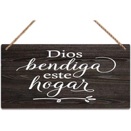 Wall Decor Wood Sign Spanish Sign God Bless Our Home Spanish Wood Signs Design Hanging Gift Decor Fo