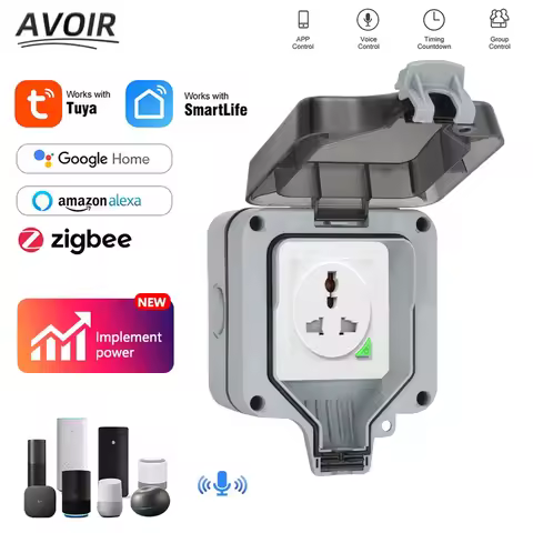 Avoir Wifi Smart Socket IP66 Waterproof Sockets And Switches Outdoor Garden Zigbee Wifi Connected So
