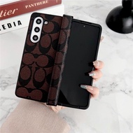 Deluxe PU Leather Foldable Phone Back Case for Samsung Galaxy Z Fold 3 4 5 5G Classic Full Coverage 