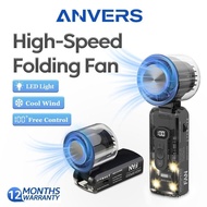 Anvers FC8 High-Speed Folding Handheld Fan with LED Light & Digital Display - 100% Free Control, Por