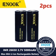 ENOOK Rechargeable Battery 26650 Li-ion 3.7V 5000mAh Discharge 60A Flat 100% Original Legit Real Cap
