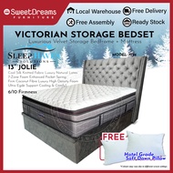 Victorian Bed Frame 1224 | Frame + 13" Cooling Mattress Bundle Package | Single/ Super Single/Queen/King Storage Bed | Divan Bed