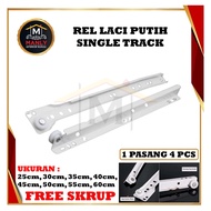 White Drawer Rail 25Cm 30Cm 35Cm 40Cm 45Cm 50Cm 55Cm 60Cm White Iron Drawer Rail Single Track Wheels