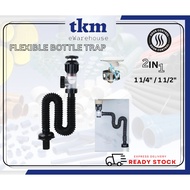 Flexible Drain Hose with Siphon Sink Extendable Drain Pipe Kit Plumbing Kitchen Sewer Paip Bawah Sin