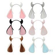 LIDU1 Furry Sheep Horn Ears Headbands For Costume Parties Performances Lightweight Comfortable Wear 