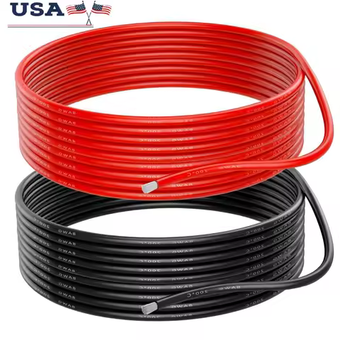 8 AWG Silicone Electrical Wire Copper Stranded Wire 20ft Red Black Tinned Copper Soft Flexible High 
