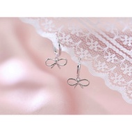 76_goodgift_station-S925 silver bow hoop earrings Lock Circle Hanging