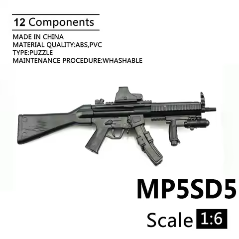 1:6 MP5SD5 Submachine Gun 1/6 Plastic Assembled Firearm Puzzle Model For 12" Soldiers Military Weapo