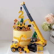 吊車蛋糕裝飾擺件挖土機推土機工程車兒童男孩兒童生日甜品臺插件