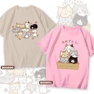 Couple T Shirt Cat Fuku Nyanko Baju Cotton Kucing short sleeve round neck Streetwear B00890 B00891