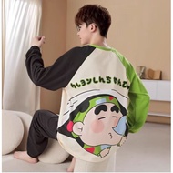 LPS PLUS Size XL - 6XL (Up to 140kg) 100% Cotton Men Long Sleeve Pyjamas Sleepwear Baju Tidur Pajama