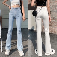 White Bell Bottom Mom Jeans Plus Size High Waist Denim Flare Pants Woman Stretch Skinny Korean Casua