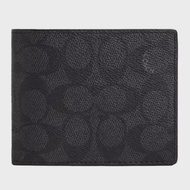 COACH COACH Men's 3 In 1 Wallet In Signature Canvas Charcoal/Black CW380