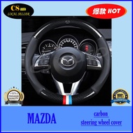 Csauto MAZDA 2 3 6 CX5 CX3 STEERING WHEEL COVER LEATHER ACCESSORIES EMBLEM LOGO