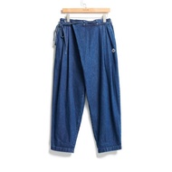江戶勝 日系 男裝 寬腰綁繩錐形牛仔褲(酵洗藍) #褲子#牛仔褲