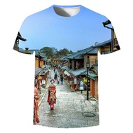 Charm Night View Ethnic View Colorful D Printed T-shirt Casual Fashion Men Round Neck Short-Sleeved 