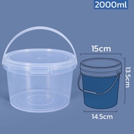 CLM แก้วถังหูหิ้ว ถังเหล้าปั่น พลาสติก 300/500/1000 ml กระปุกเก็บอาหารมีฝาโปร่งใส ใส่ชานมและชาผลไม้ ซื้อกลับบ้าน PP Plastic Bucket