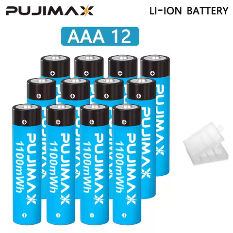 PUJIMAX 1.5V AAA 1100mWh rechargeable lithium battery, with storage case. [Please charge with a 1.5V