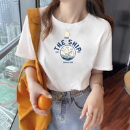 t shirt perempuan t shirt lengan panjang perempuan tshirt woman t shirt budak perempuan Baju-T Lengan Pendek Putih Baju Bahu Serba Boleh Kapas Longgar Wanita 2024 Baju-T Badan Baju Asas Musim Bunga/Musim Panas Baharu