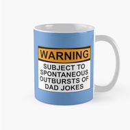 Mug Glass WARNING SUBJECT TO SPONTANEOUS OUTBURSTS OF DAD JOKES