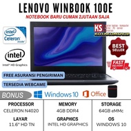 Laptop Baru 2Juta Lenovo Winbook 100E Intel N4020 Ram 4Gb 64Gb Emmc