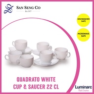 San Seng Luminarc Quadrato White Cup & Saucer 220ML Mug simple home office cup ceramic couple coffee