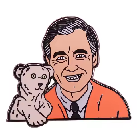 Fred Rogers enamel pin cute puppet bear brooch Mr. Rogers Neighborhood nostalgic childhood badge kid