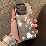 Graffiti Cartoon Cat and Dog Pattern Phone Case Compatible for IPhone 13 15 12 11 14 Pro Max XR X XS MAX 15Plus 7/8 Plus Se2020 Hard Silicone Anti Drop Large Hole Phone Case