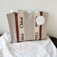 98%新 有單 chloe woody tote medium 中size 啡色 beige brown