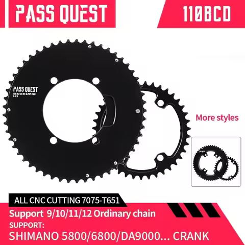 PASS QUEST 110 bcd Chainring chainwheel for Shimano 105 5800 6800 DA9000 Road Bike chain ring 48/35T