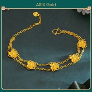 ASIX GOLD สร้อยข้อมือลายดอกซากุระชุบทอง 24K สองแถว สร้อยข้อมือผู้หญิงชุบทอง 18K แฟชั่นเกาหลี สร้อยข้