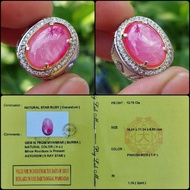 Unik Ruby Star Burma Natural Asli Cincin Perak Memo Lab Diskon