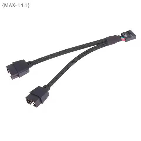 【F2-MAX111】9-Pin USB Motherboard Y Splitter Extension Cable - 1 Female to 2 Male 15cm for PC DIY Aud
