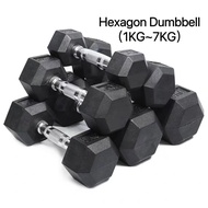 Rubber Coated Hexagon Dumbbell Hex Dumbbells (From 1kg to 7kg)