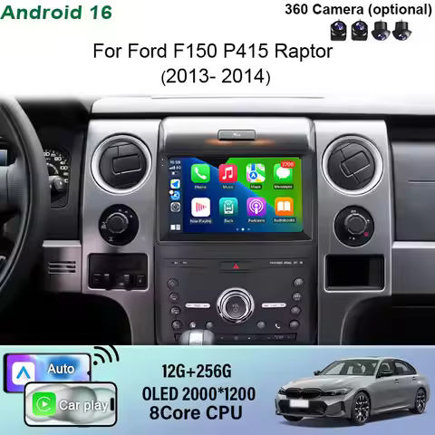 Android 16 9" for Ford F150 P415 Raptor 2013-2014 Wireless CarPlay GPS Bluetooth WiFi DSP IPS HD Tou