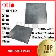 Mild Steel MS Plate Base aplate - 5mm 6mm 8mm 10mm 12mm 16mm 19mm Thickness - 12" x 12"/ 14" x 14" M