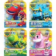 GOGO Dino REX TOMO Viki PING 4-Piece Set Two-Stage Transformation Dinosaur Robot Mini Size