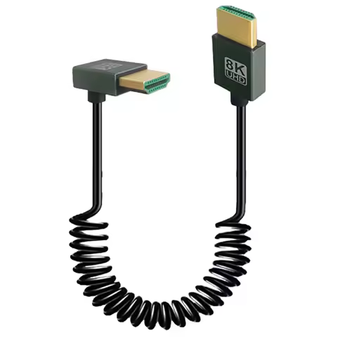 8K Ultra HD HDMI-Compatible To HDMI-Compatible Coiled Cable Male To Male Extreme Thin HDMI-Compatibl