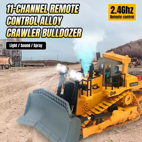 2.4G RC Bulldozer 9/11CH Alloy Track Tractor Remote Control Excavator Engineering Vehicle Constructi