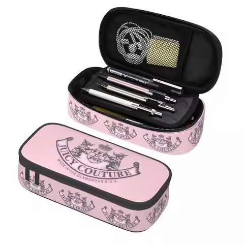 Juicy Couture Classic Pencil Case Pencil Pouch Storage Stationery Supplies Big Capacity Pen Box Penc