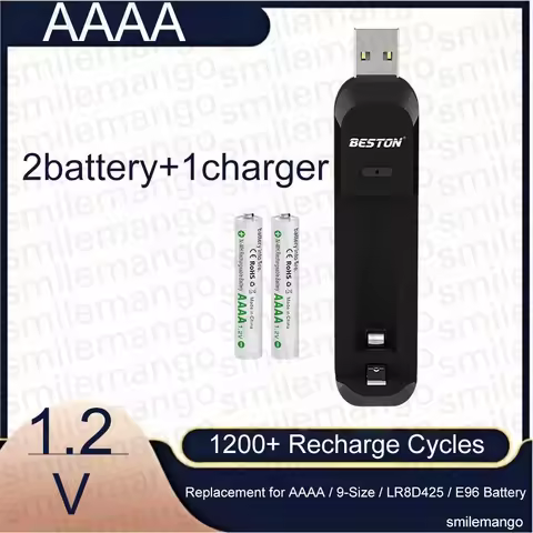 2PCS AAAA Rechargeable Battery Stylus 1.2V 400mah AAAA Ni-MH Rechargeable Battery with Charger