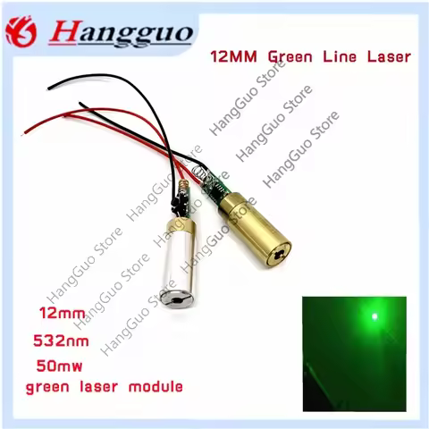 12mm 532nm 50mW Gold for Green Laser Dot Module Diode with Light Free Driver & Spring For LAB Steady