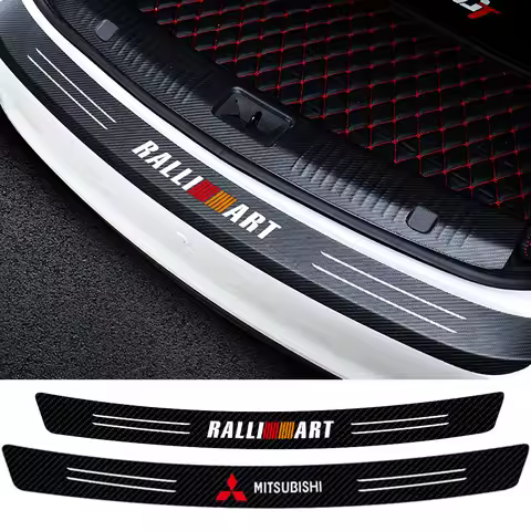 Carbon Fiber Logo Rear Bumper Trunk Protective Sticker For Mitsubishi Ralliart Space Star Lancer Out