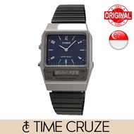 [Time Cruze] Casio AQ-800 Dual Time Adjustable Stainless Steel Navy Blue Dial Men Watch AQ-800EB-2A 