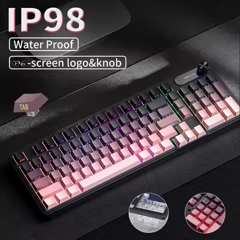 RGB IP98 teclado low profille gaming membrane keyboard mechanical feel waterproof e-sports cable sil
