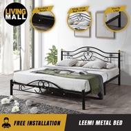 Living Mall Leemi King Size Metal Bed Frame in Black Colour with Mattress Option