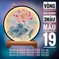 LED light ring with wooden base, altar decoration halo, round LED halo light to decorate altar statu