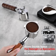 51mm Double Spout Coffee Portafilter for Delonghi La Specialista EC9155 EC9255 EC9335 EC9355 EC9665 