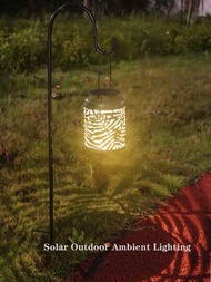 經典太陽能油燈，古董風格太陽能鐵藝裝飾燈，適用於庭院草坪燈，簡約鄉村花園景觀燈，中空圖案遮光燈，吊燈