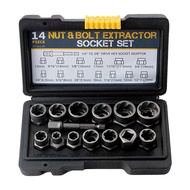 14Pcs Nut Removal Tools High Hardness Damaged Bolt Nut Screw Extractor Kit for Workshop